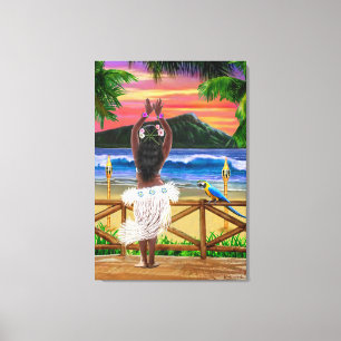 HAWAIIAN SUNSET HULA CANVASTRYCK