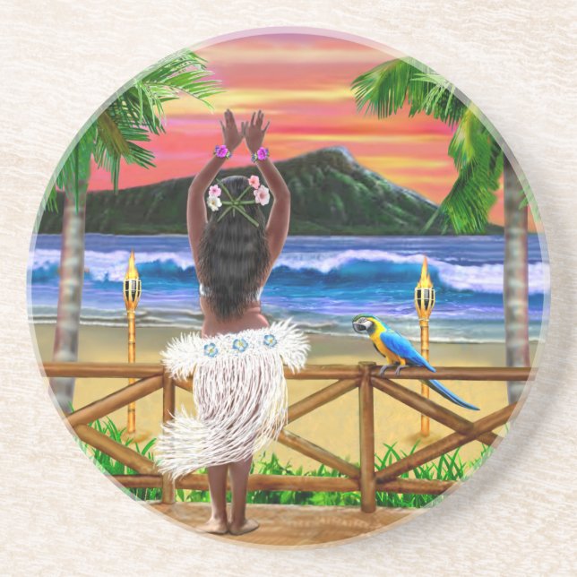 HAWAIIAN SUNSET HULA DANCER UNDERLÄGG (Framsidan)