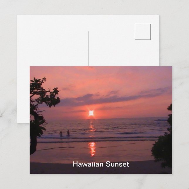 Hawaiian Sunset Ocean Beach Helg Vykort (Fram/baksida)