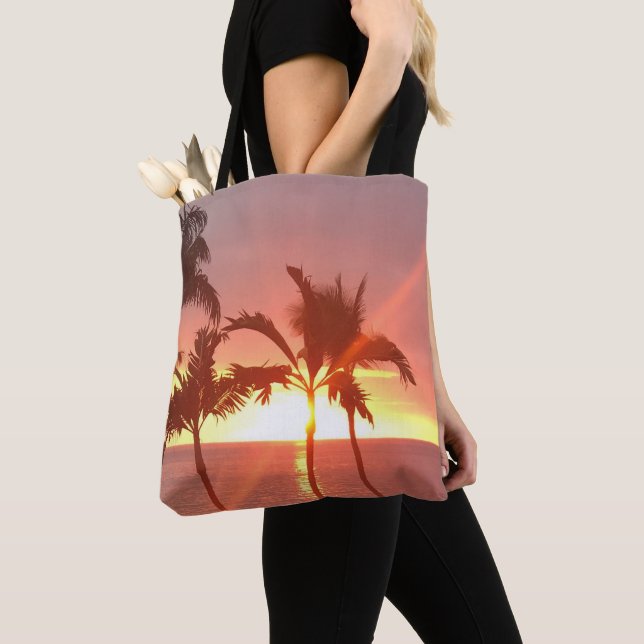 Hawaiian Sunset Photo Designad Tote Bag Tygkasse (Närbild)
