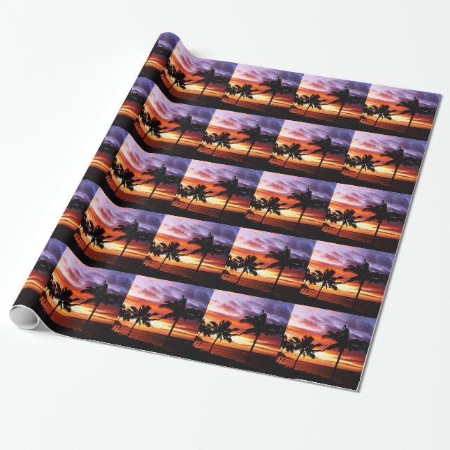 Hawaiian sunset presentpapper (Utrullad)