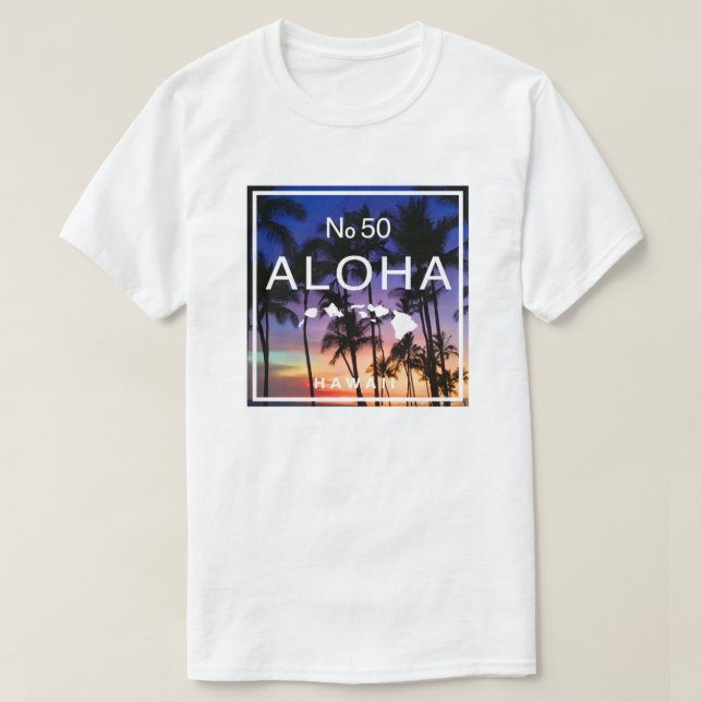 Hawaiian Sunset Vibes med Handflatan Träd Glow T Shirt (Design framsida)