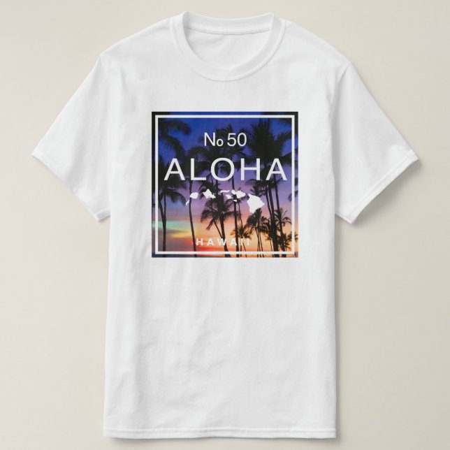 Hawaiian Sunset Vibes med Handflatan Träd Glow T Shirt (Design framsida)