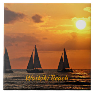 Hawaiian Sunset, Waikiki Beach Kakelplatta