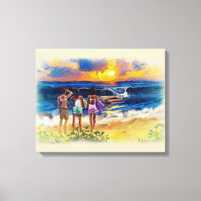 Hawaiian Surfa Girls Canvastryck (Framsida)