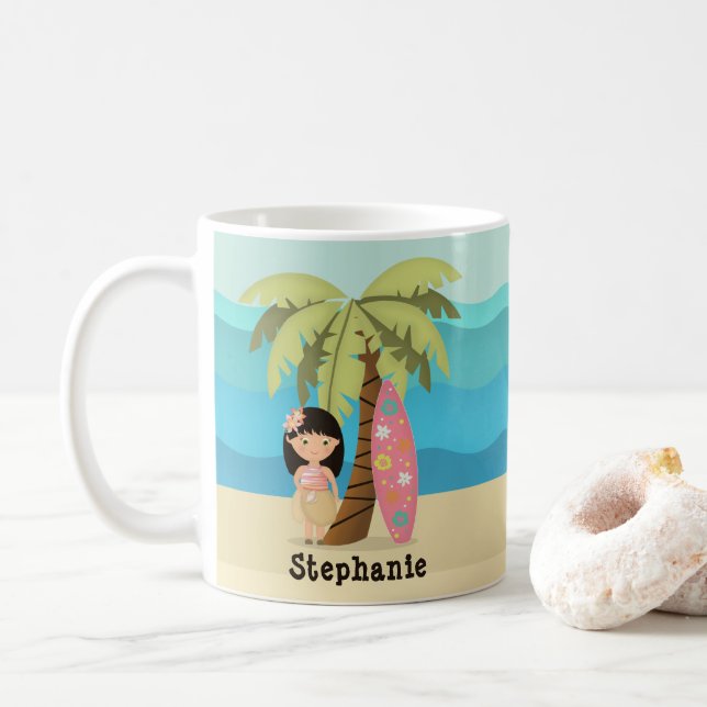 Hawaiian Surfartjejke Kaffemugg (Med munk)