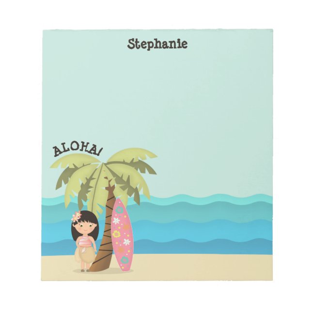 Hawaiian Surfer Girl Anteckningsblock (Framsida)