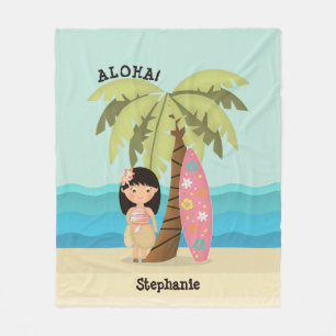 Hawaiian Surfer Girl Fleecefilt