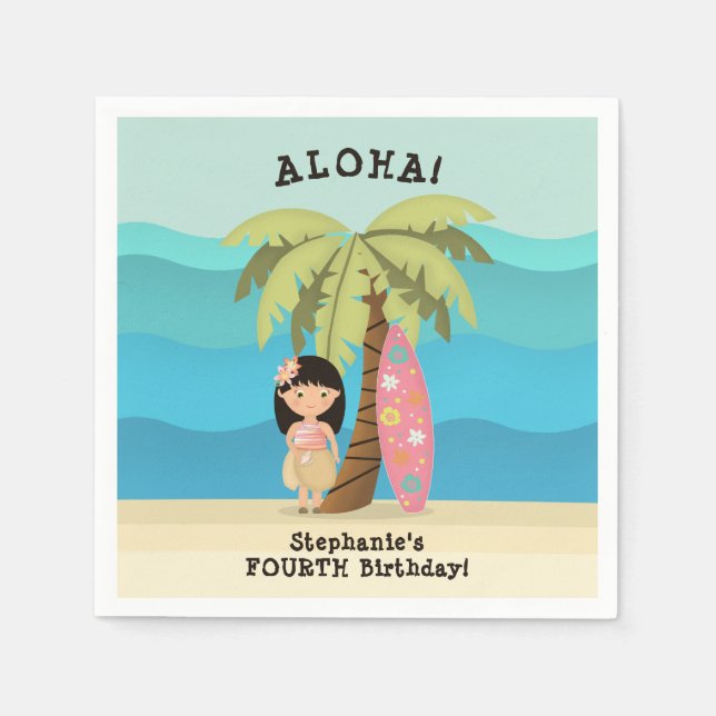 Hawaiian Surfer Girl Pappersservett (Framsidan)