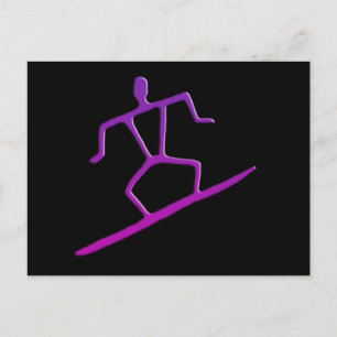 Hawaiian Surfer Petroglyph Postcard Vykort
