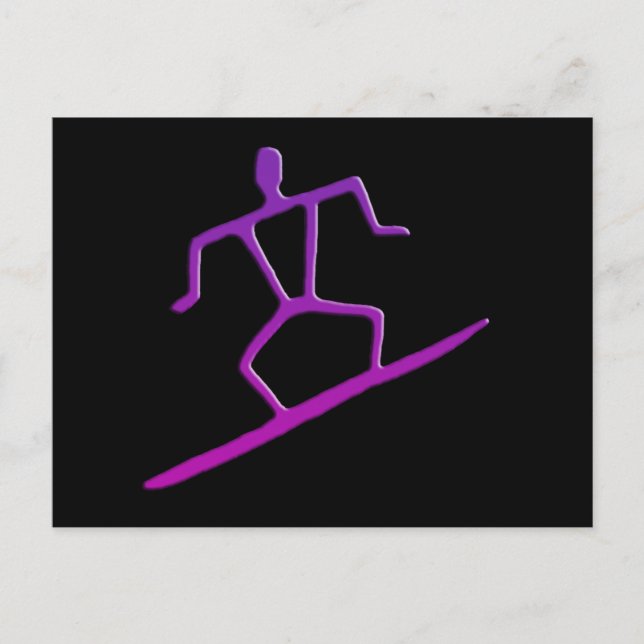 Hawaiian Surfer Petroglyph Postcard Vykort (Framsida)