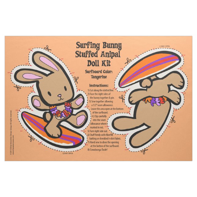 Hawaiian Surfing Bunny Doll Kit & Mjukisdjur Tyg (Fat Quarter)
