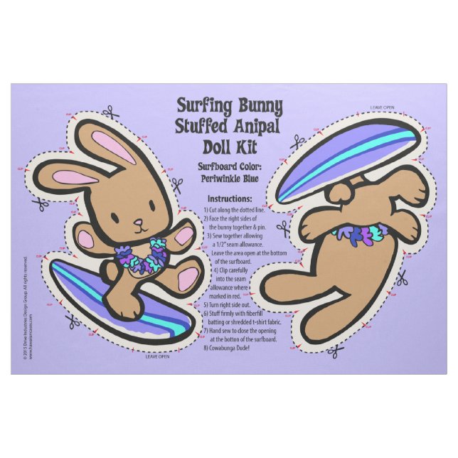 Hawaiian Surfing Bunny Doll Kit & Mjukisdjur Tyg (Fat Quarter)