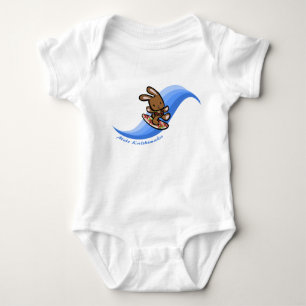 Hawaiian Surfing Bunny Helgdag Blue Tecknad Band Tee Shirt