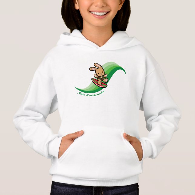 Hawaiian Surfing Bunny Helgdag Grönt Tecknad Band T Shirt (Framsida)