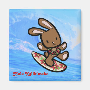 Hawaiian Surfing Bunny Helgdag Tecknad Magnet