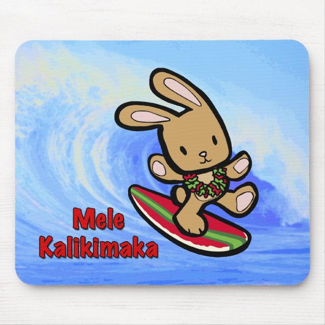 Hawaiian Surfing Bunny Helgdag Tecknad Musmatta (Framsidan)