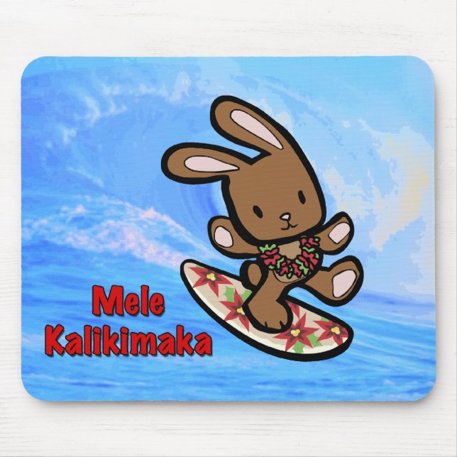 Hawaiian Surfing Bunny Helgdag Tecknad Musmatta (Framsidan)