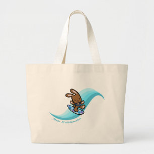 Hawaiian Surfing Bunny Helgdag Turq Tecknad Jumbo Tygkasse