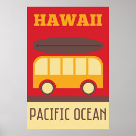Hawaiian Surfing Buss Poster
