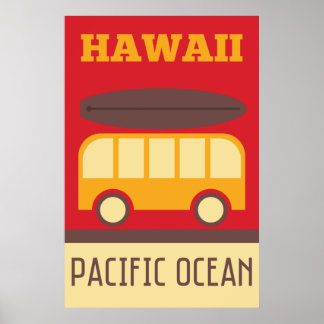 Hawaiian Surfing Buss Poster