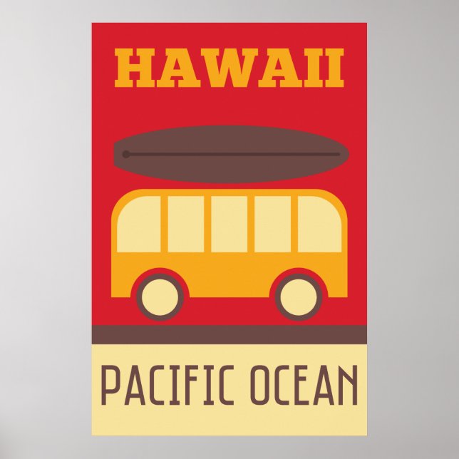 Hawaiian Surfing Buss Poster (Framsidan)