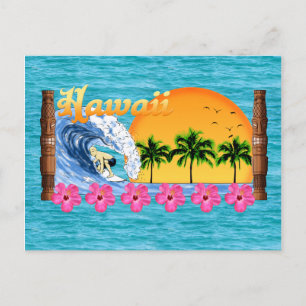 Hawaiian Surfing Vykort