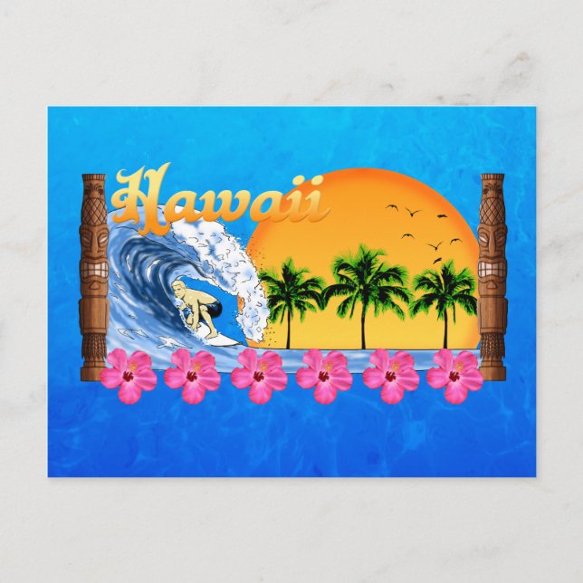 Hawaiian Surfing Vykort (Framsida)