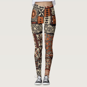 Hawaiian Tapa: Tribal Patchwork Leggings