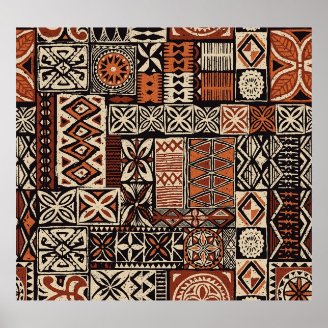 Hawaiian Tapa: Tribal Patchwork Poster (Framsidan)