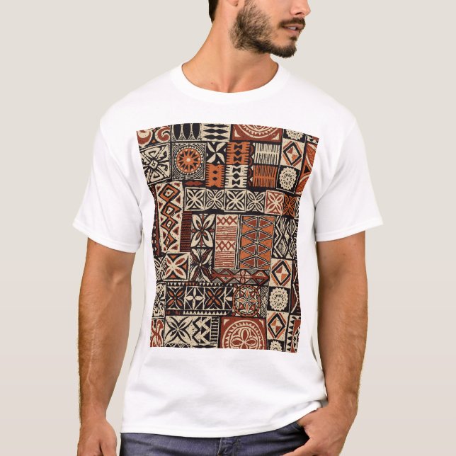 Hawaiian Tapa: Tribal Patchwork T Shirt (Framsida)