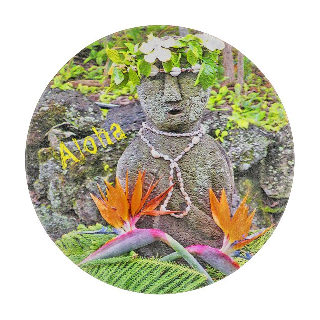 HAWAIIAN-THEMED/STONE STATUETTE WITH FLOWERS/ALOHA (Framsidan)
