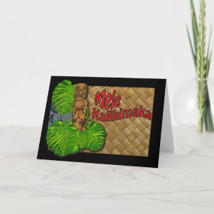 Hawaiian Tiki Lauhala Mele Kalikimaka kort