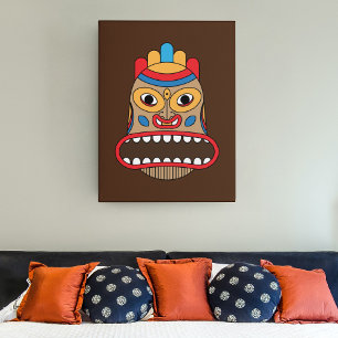 Hawaiian Tiki Mask Canvastryck