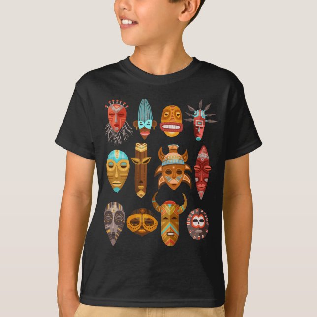 Hawaiian Tiki Mask Totems Hawaii T Shirt (Framsida)