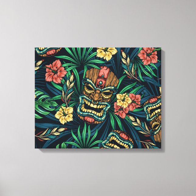 Hawaiian Tiki Mask Tropical Mönster Canvastryck (Framsida)
