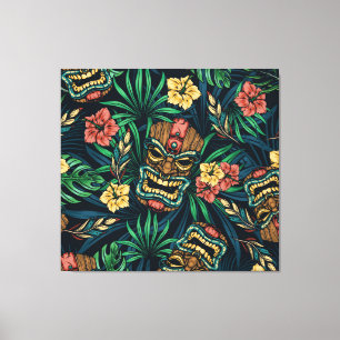 Hawaiian Tiki Mask Tropical Mönster Canvastryck