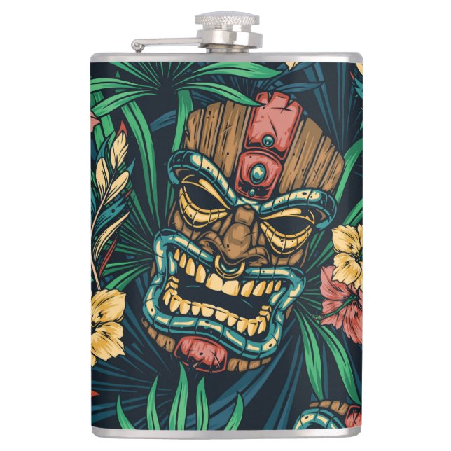Hawaiian Tiki Mask Tropical Mönster Fickplunta (Framsidan)