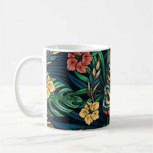 Hawaiian Tiki Mask Tropical Mönster Kaffemugg