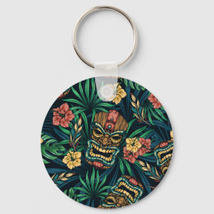 Hawaiian Tiki Mask Tropical Mönster Nyckelring