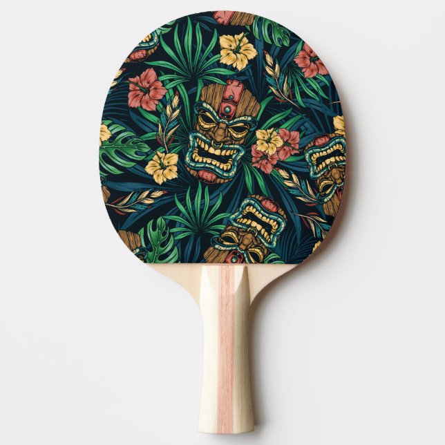 Hawaiian Tiki Mask Tropical Mönster Pingisracket (Framsidan)