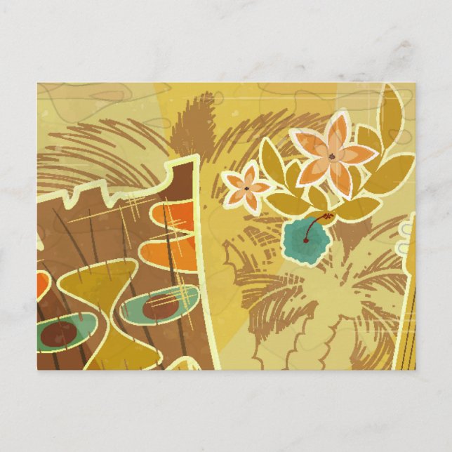 Hawaiian Tiki Mask Vykort (Framsida)