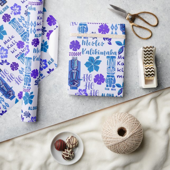 Hawaiian Tiki Mele Kalikimaka 3 Presentpapper (Hantverk)