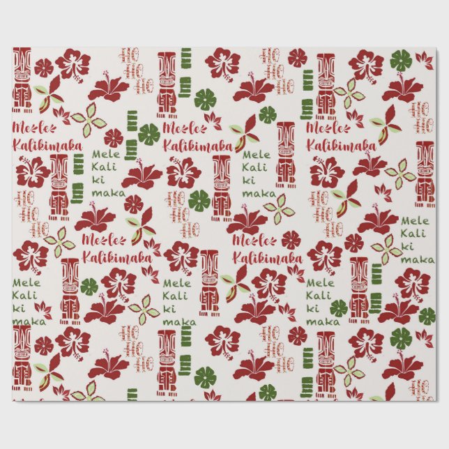 Hawaiian Tiki Mele Kalikimaka Presentpapper (Platt)