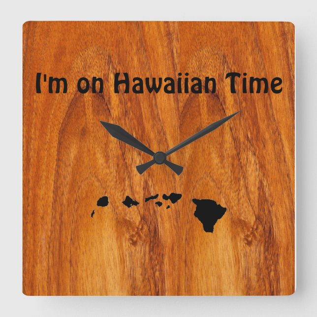 Hawaiian Time Fyrkantig Klocka (Framsida)