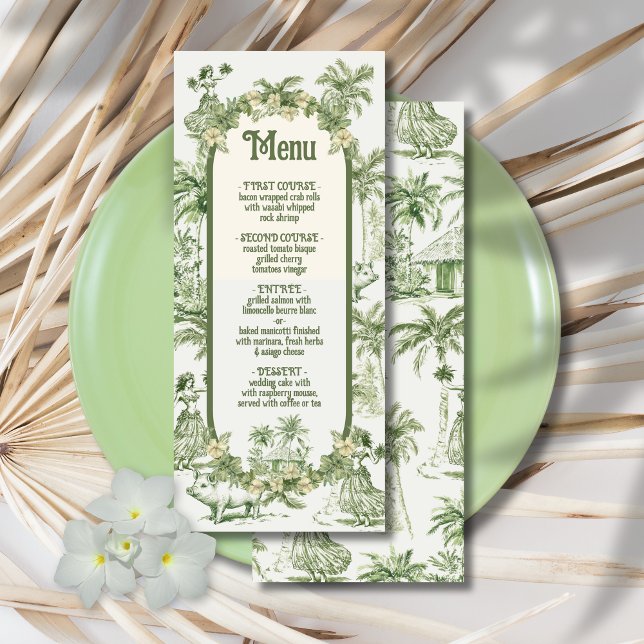 Hawaiian Toile de jouy Bröllop Menu Meny (Skapare uppladdad)