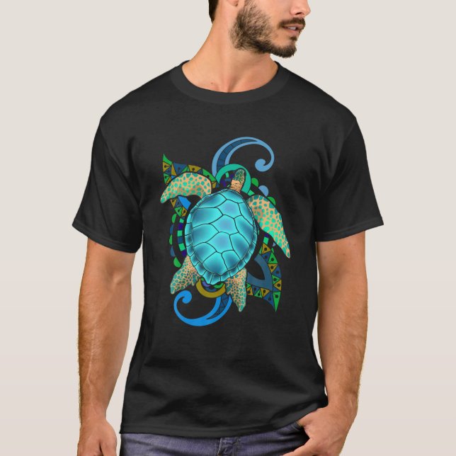 Hawaiian Tribal Maori Ocean Animal Polynesian Sea T Shirt (Framsida)