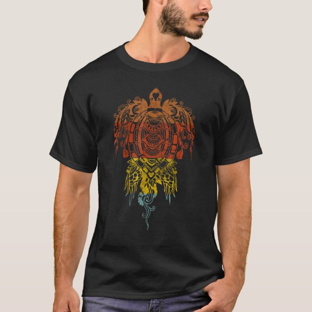 Hawaiian Tribalturtle Polynesian Tattoo Symbol T Shirt (Framsida)