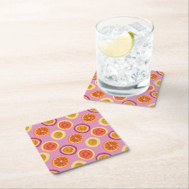 Hawaiian Tropical Fruit Pattern Coaster Pink Underlägg Papper Kvadrat