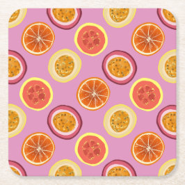 Hawaiian Tropical Fruit Pattern Coaster Pink Underlägg Papper Kvadrat
